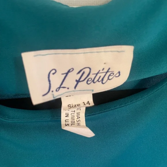 Elegant Teal Dress with Cream Trim - Picture 5 of 6